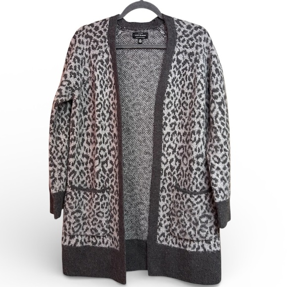 Lucky Brand Gray Leopard Cardigan - Picture 1 of 4